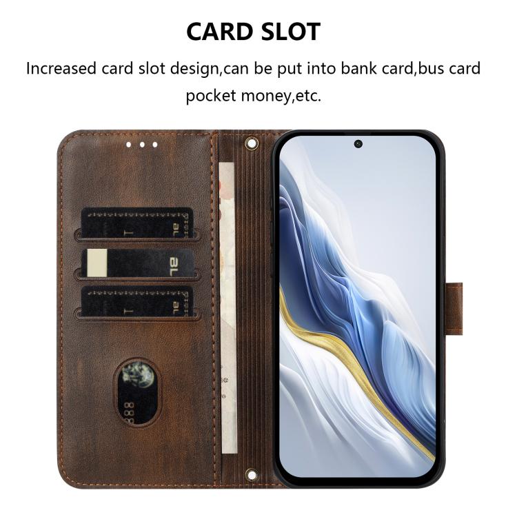 For Google Pixel 10 / 10 Pro / Pixel 9 / 9 Pro Line Splicing Buckle Retro Leather Phone Case(Brown) - Google Cases by buy2fix | Online Shopping UK | buy2fix