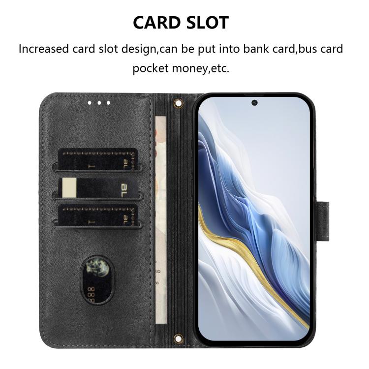 For Google Pixel 9 Pro XL / Pixel 10 Pro XL Line Splicing Buckle Retro Leather Phone Case(Black) - Google Cases by buy2fix | Online Shopping UK | buy2fix