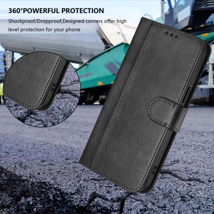 For Google Pixel 9 Pro XL / Pixel 10 Pro XL Line Splicing Buckle Retro Leather Phone Case(Black) - Google Cases by buy2fix | Online Shopping UK | buy2fix