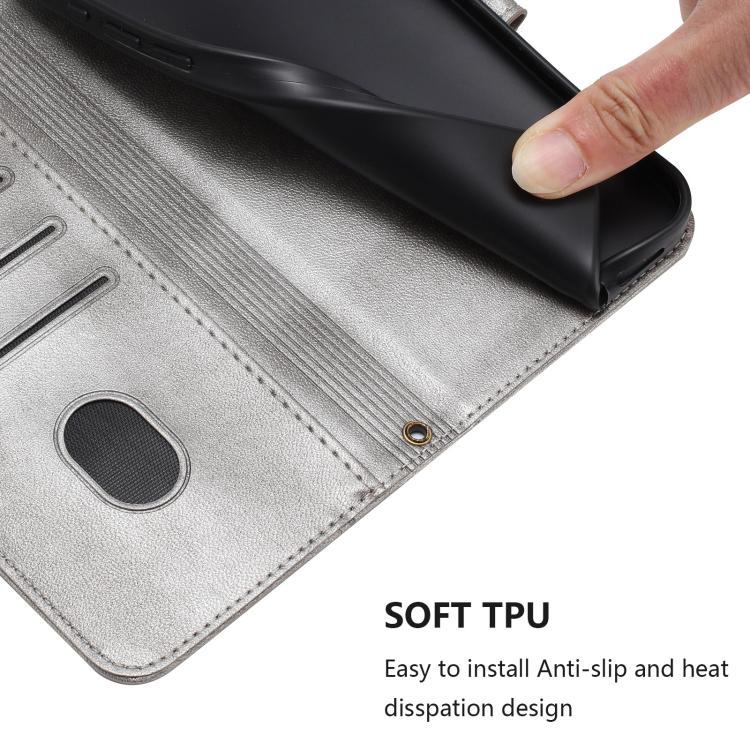 For Google Pixel 9 Pro XL / Pixel 10 Pro XL Line Splicing Buckle Retro Leather Phone Case(Grey) - Google Cases by buy2fix | Online Shopping UK | buy2fix