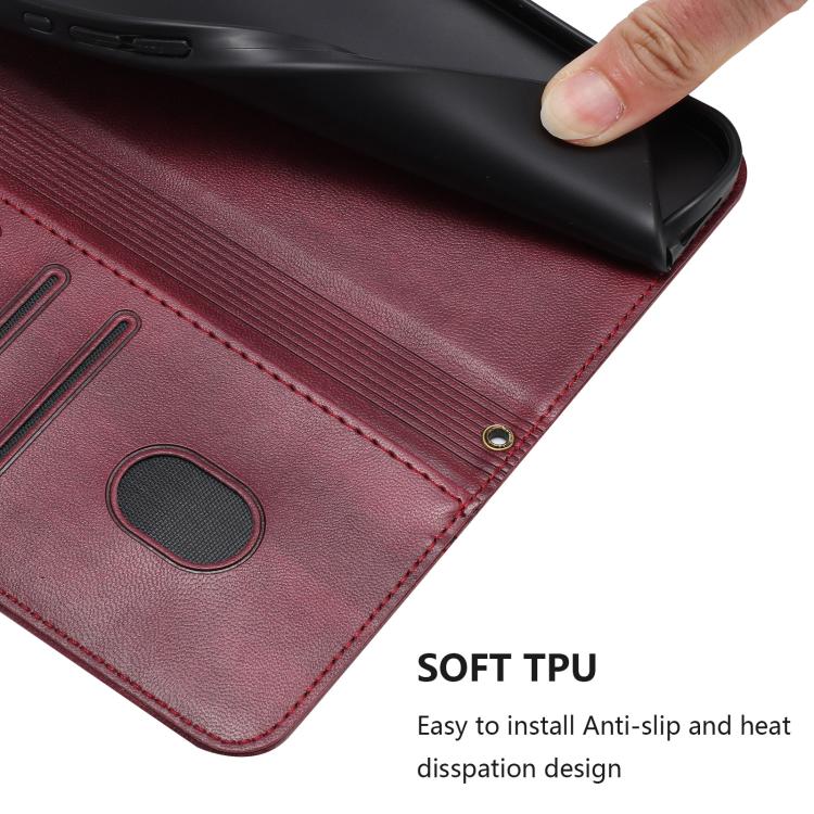 For Google Pixel 9 Pro XL / Pixel 10 Pro XL Line Splicing Buckle Retro Leather Phone Case(Wine Red) - Google Cases by buy2fix | Online Shopping UK | buy2fix