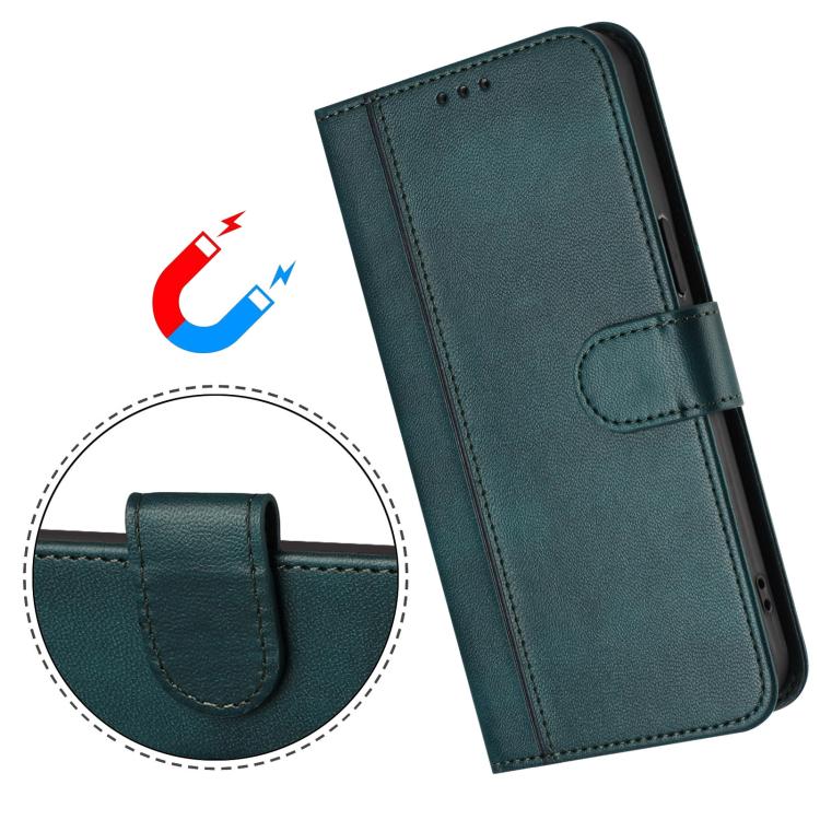 For Google Pixel 9 Pro XL / Pixel 10 Pro XL Line Splicing Buckle Retro Leather Phone Case(Dark Green) - Google Cases by buy2fix | Online Shopping UK | buy2fix