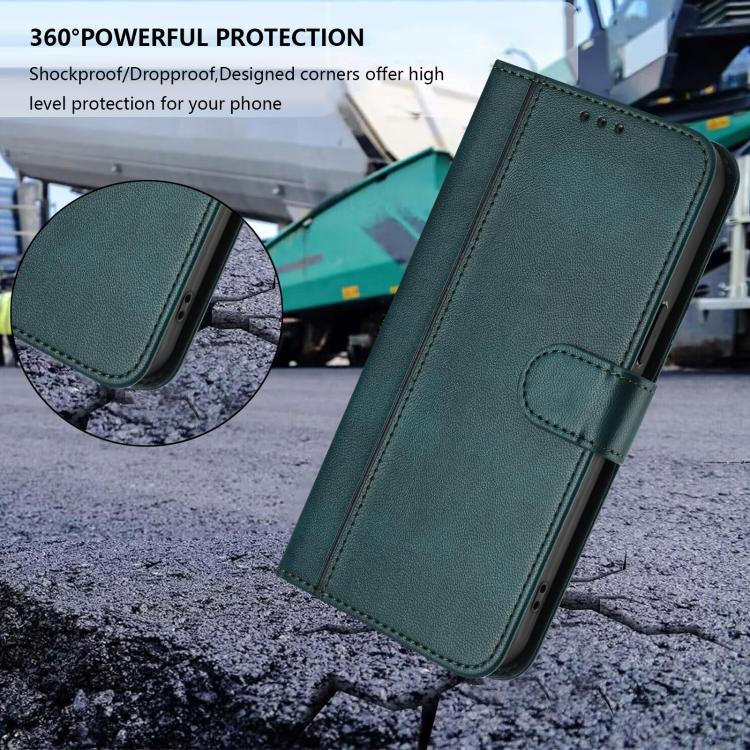 For Google Pixel 9 Pro XL / Pixel 10 Pro XL Line Splicing Buckle Retro Leather Phone Case(Dark Green) - Google Cases by buy2fix | Online Shopping UK | buy2fix