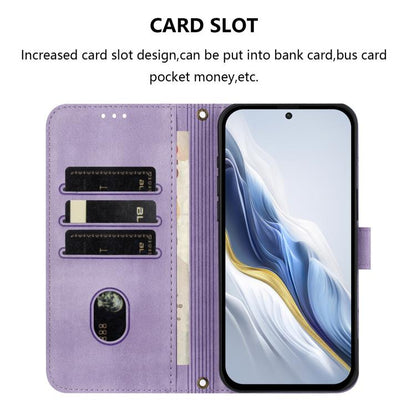 For Google Pixel 9 Pro XL / Pixel 10 Pro XL Line Splicing Buckle Retro Leather Phone Case(Purple) - Google Cases by buy2fix | Online Shopping UK | buy2fix