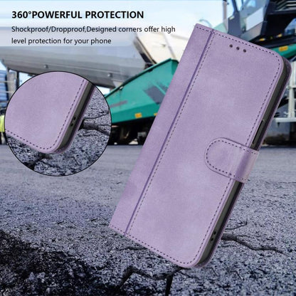 For Google Pixel 9 Pro XL / Pixel 10 Pro XL Line Splicing Buckle Retro Leather Phone Case(Purple) - Google Cases by buy2fix | Online Shopping UK | buy2fix