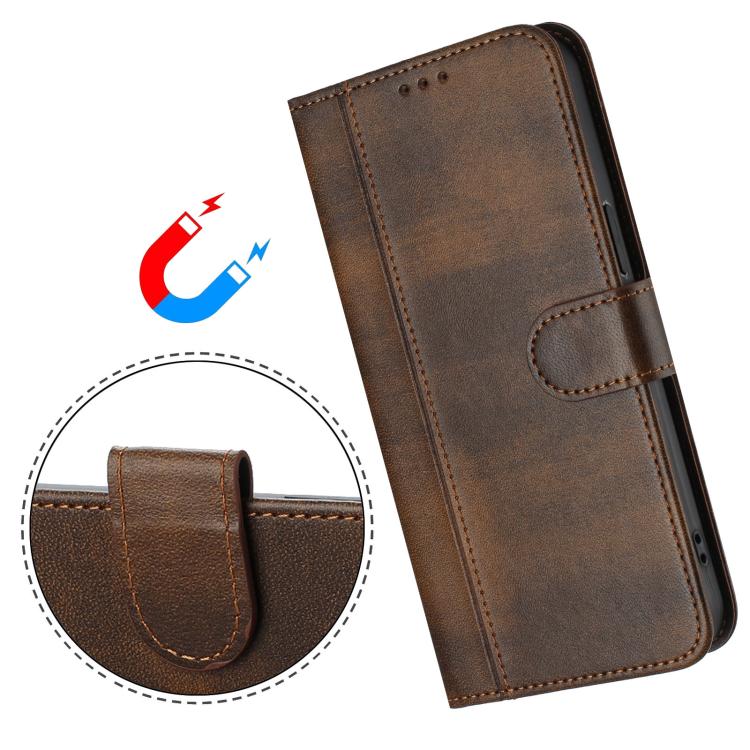 For Google Pixel 9 Pro XL / Pixel 10 Pro XL Line Splicing Buckle Retro Leather Phone Case(Brown) - Google Cases by buy2fix | Online Shopping UK | buy2fix
