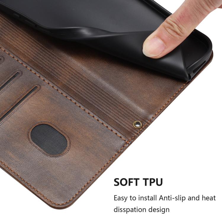 For Google Pixel 9 Pro XL / Pixel 10 Pro XL Line Splicing Buckle Retro Leather Phone Case(Brown) - Google Cases by buy2fix | Online Shopping UK | buy2fix