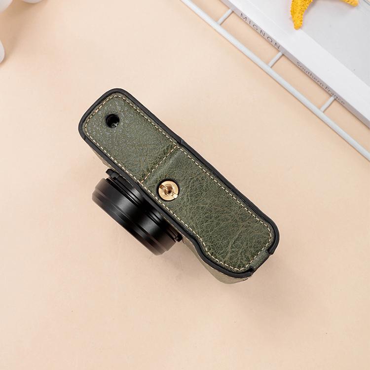 For FUJIFILM X100VI Buffalo Texture PU Leather Camera Half Case Base with Shoulder Strap(Green) - Half Case by buy2fix | Online Shopping UK | buy2fix