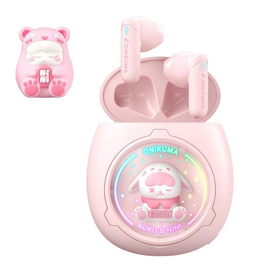 ONIKUMA T302 RGB Cute Unique Doll BT 5.4 Wireless Earphones(Pink)