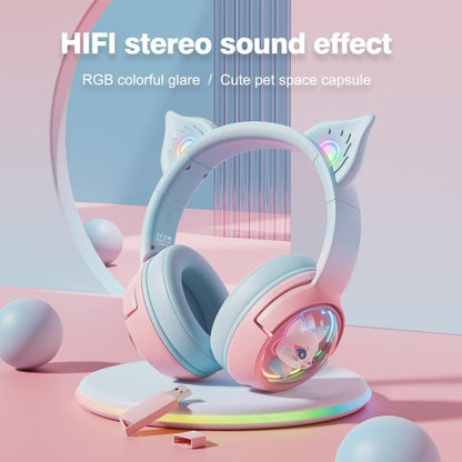 ONIKUMA B5 RGB BT / Wired / 2.4G Fox Shaped Headphones(Pink Blue) - Headset & Headphone by ONIKUMA | Online Shopping UK | buy2fix