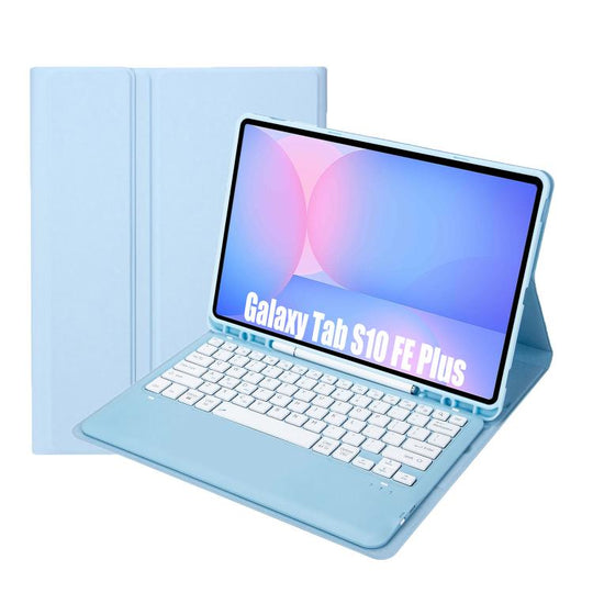 For Samsung Galaxy Tab S10 FE+ A820B Pen Slot Detachable Bluetooth Keyboard Leather Tablet Case(Sky Blue)