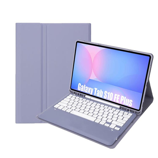 For Samsung Galaxy Tab S10 FE+ A820B Pen Slot Detachable Bluetooth Keyboard Leather Tablet Case(Purple)