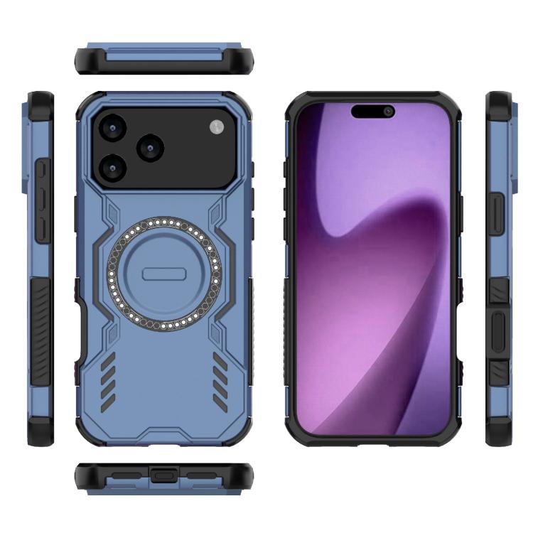 For iPhone 17 Pro Max Butterfly Armor MagSafe Magnetic Ring Shockproof Phone Case(Blue) - iPhone 17 Pro Max Cases by buy2fix | Online Shopping UK | buy2fix
