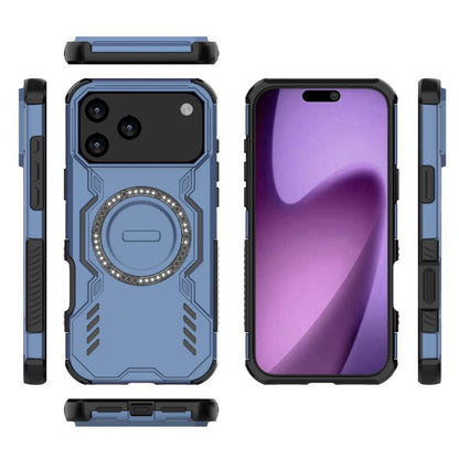 For iPhone 17 Pro Max Butterfly Armor MagSafe Magnetic Ring Shockproof Phone Case(Blue) - iPhone 17 Pro Max Cases by buy2fix | Online Shopping UK | buy2fix