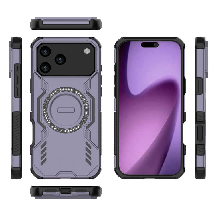 For iPhone 17 Pro Max Butterfly Armor MagSafe Magnetic Ring Shockproof Phone Case(Purple) - iPhone 17 Pro Max Cases by buy2fix | Online Shopping UK | buy2fix