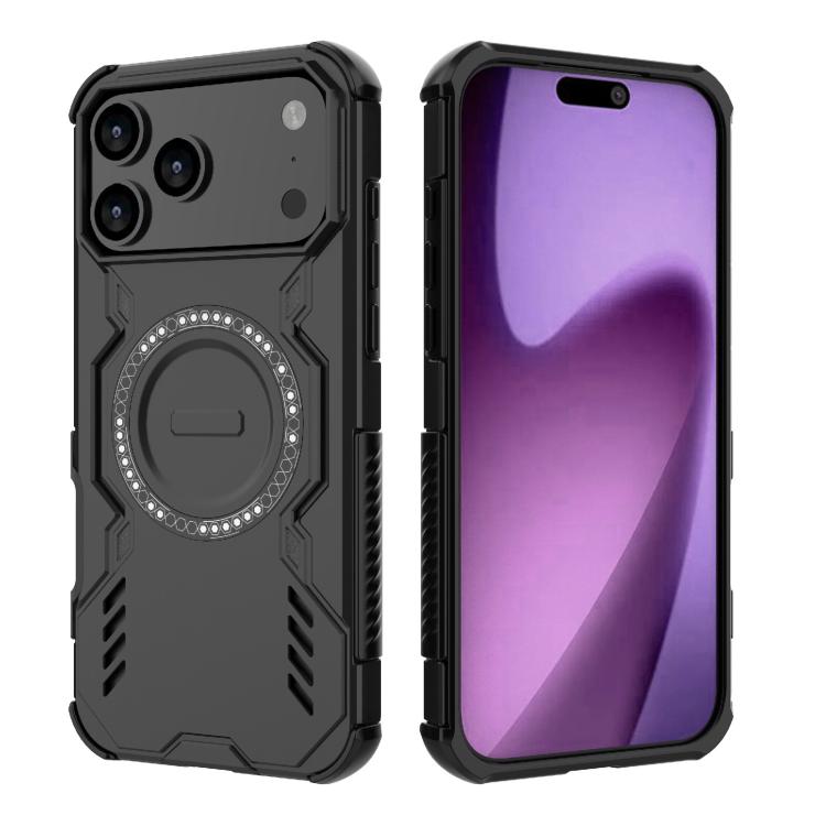 For iPhone 17 Pro Max Butterfly Armor MagSafe Magnetic Ring Shockproof Phone Case(Black) - iPhone 17 Pro Max Cases by buy2fix | Online Shopping UK | buy2fix