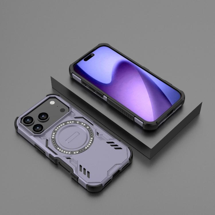 For iPhone 17 Pro Butterfly Armor MagSafe Magnetic Ring Shockproof Phone Case(Purple) - iPhone 17 Pro Cases by buy2fix | Online Shopping UK | buy2fix