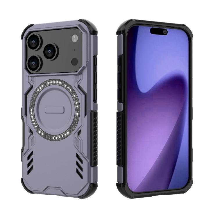 For iPhone 17 Pro Butterfly Armor MagSafe Magnetic Ring Shockproof Phone Case(Purple) - iPhone 17 Pro Cases by buy2fix | Online Shopping UK | buy2fix