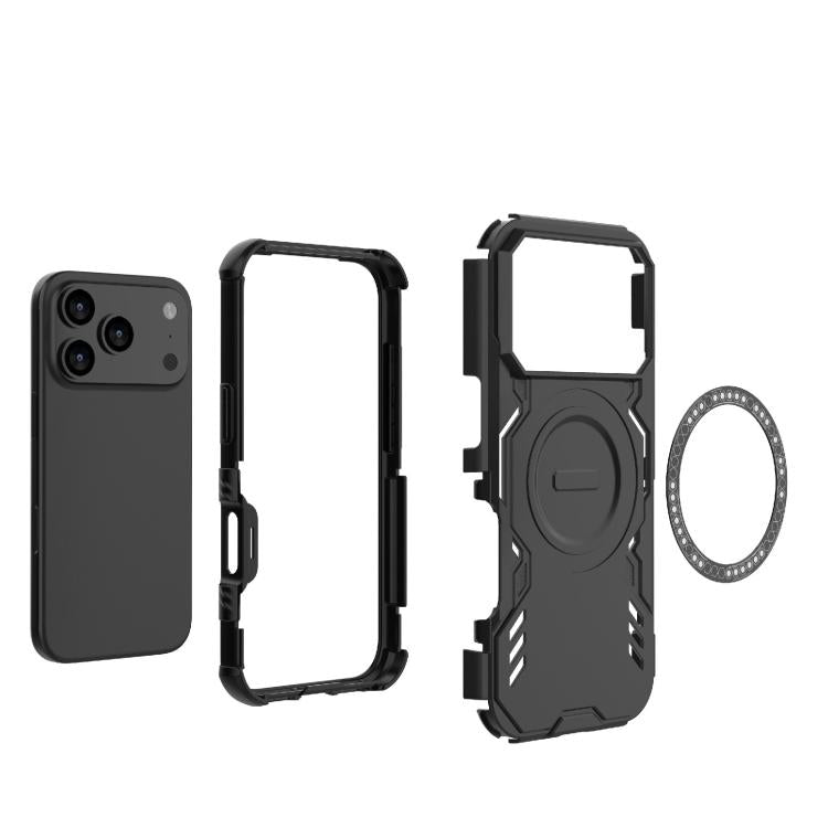 For iPhone 17 Pro Butterfly Armor MagSafe Magnetic Ring Shockproof Phone Case(Purple) - iPhone 17 Pro Cases by buy2fix | Online Shopping UK | buy2fix