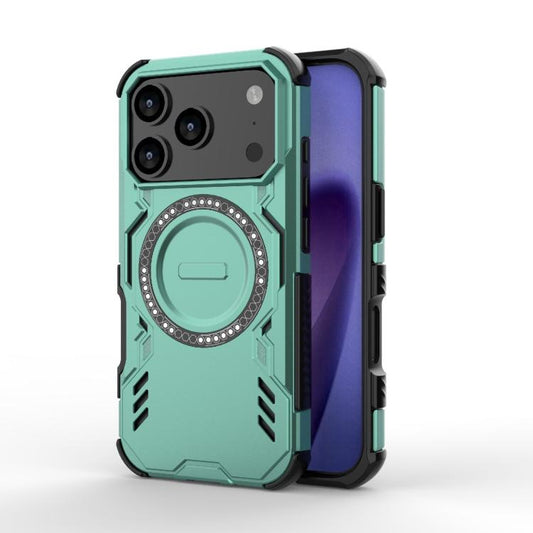 For iPhone 17 Pro Butterfly Armor MagSafe Magnetic Ring Shockproof Phone Case(Light Green) - iPhone 17 Pro Cases by buy2fix | Online Shopping UK | buy2fix