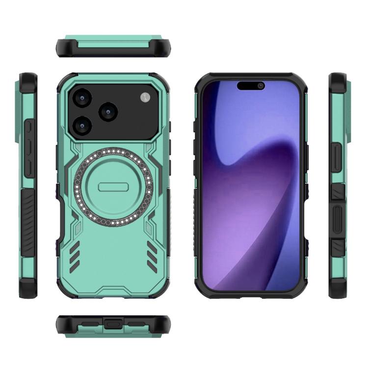 For iPhone 17 Pro Butterfly Armor MagSafe Magnetic Ring Shockproof Phone Case(Light Green) - iPhone 17 Pro Cases by buy2fix | Online Shopping UK | buy2fix