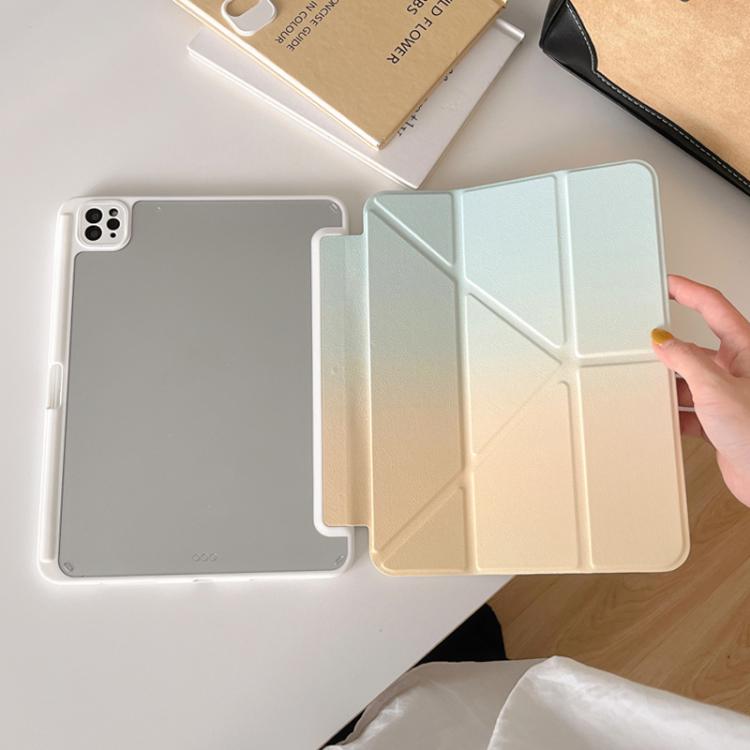 For iPad 2025 / 2022 Rainbow Gradient Y-Fold Holder Leather Tablet Case(Gradient Yellow) - iPad 2025 / 2022 Cases by buy2fix | Online Shopping UK | buy2fix