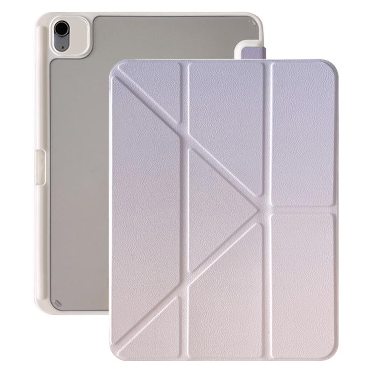 For iPad 2025 / 2022 Rainbow Gradient Y-Fold Holder Leather Tablet Case(Gradient Purple) - iPad 2025 / 2022 Cases by buy2fix | Online Shopping UK | buy2fix