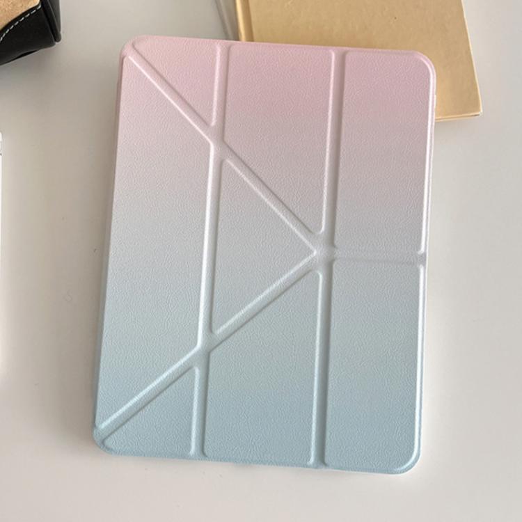 For iPad Air 11 2025 / 2024 Rainbow Gradient Y-Fold Holder Leather Tablet Case(Gradient Pink) - iPad Air 11 2025 / 2024 Cases by buy2fix | Online Shopping UK | buy2fix