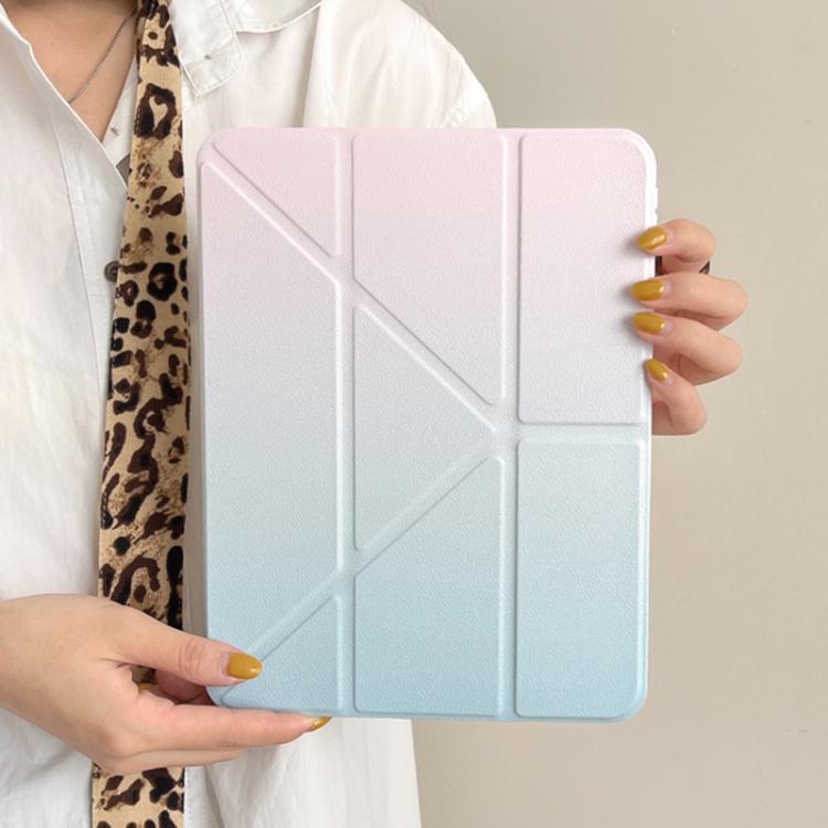 For iPad Air 11 2025 / 2024 Rainbow Gradient Y-Fold Holder Leather Tablet Case(Gradient Pink) - iPad Air 11 2025 / 2024 Cases by buy2fix | Online Shopping UK | buy2fix