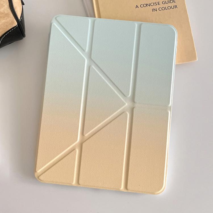 For iPad Air 13 2025 / 2024 / Pro 12.9 Rainbow Gradient Y-Fold Holder Leather Tablet Case(Gradient Yellow) - iPad Air 13 2025 / 2024 Cases by buy2fix | Online Shopping UK | buy2fix