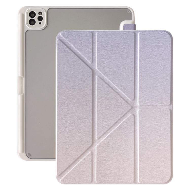 For iPad Air 13 2025 / 2024 / Pro 12.9 Rainbow Gradient Y-Fold Holder Leather Tablet Case(Gradient Purple) - iPad Air 13 2025 / 2024 Cases by buy2fix | Online Shopping UK | buy2fix