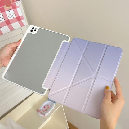 For iPad Air 13 2025 / 2024 / Pro 12.9 Rainbow Gradient Y-Fold Holder Leather Tablet Case(Gradient Purple) - iPad Air 13 2025 / 2024 Cases by buy2fix | Online Shopping UK | buy2fix