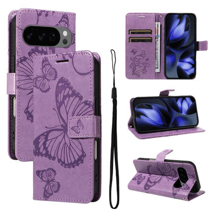 For Google Pixel 10 Global 3D Butterfly Embossed Pattern Flip Leather Phone Case(Purple) - Google Cases by buy2fix | Online Shopping UK | buy2fix