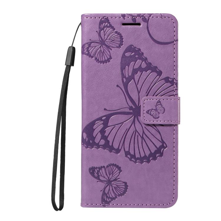 For Google Pixel 10 Pro XL Global 3D Butterfly Embossed Pattern Flip Leather Phone Case(Purple) - Google Cases by buy2fix | Online Shopping UK | buy2fix
