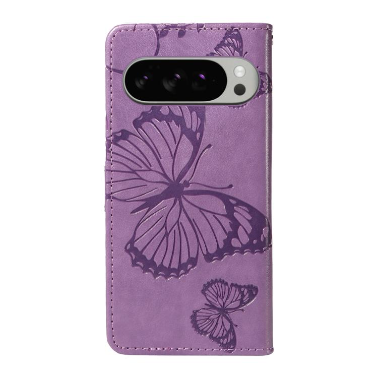 For Google Pixel 10 Pro XL Global 3D Butterfly Embossed Pattern Flip Leather Phone Case(Purple) - Google Cases by buy2fix | Online Shopping UK | buy2fix