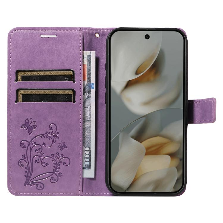 For Google Pixel 10 Pro XL Global 3D Butterfly Embossed Pattern Flip Leather Phone Case(Purple) - Google Cases by buy2fix | Online Shopping UK | buy2fix