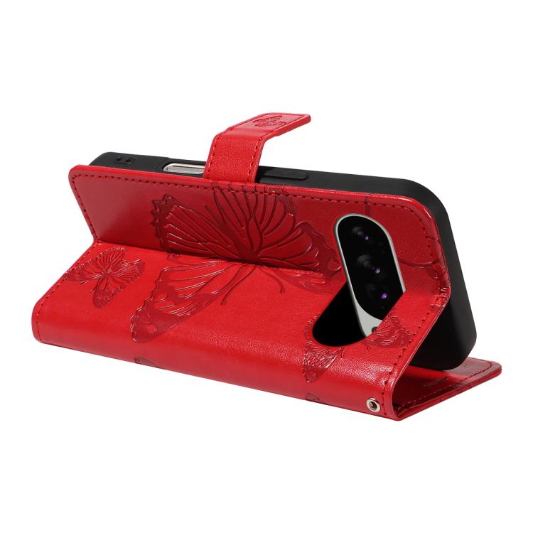 For Google Pixel 10 Pro XL Global 3D Butterfly Embossed Pattern Flip Leather Phone Case(Red) - Google Cases by buy2fix | Online Shopping UK | buy2fix