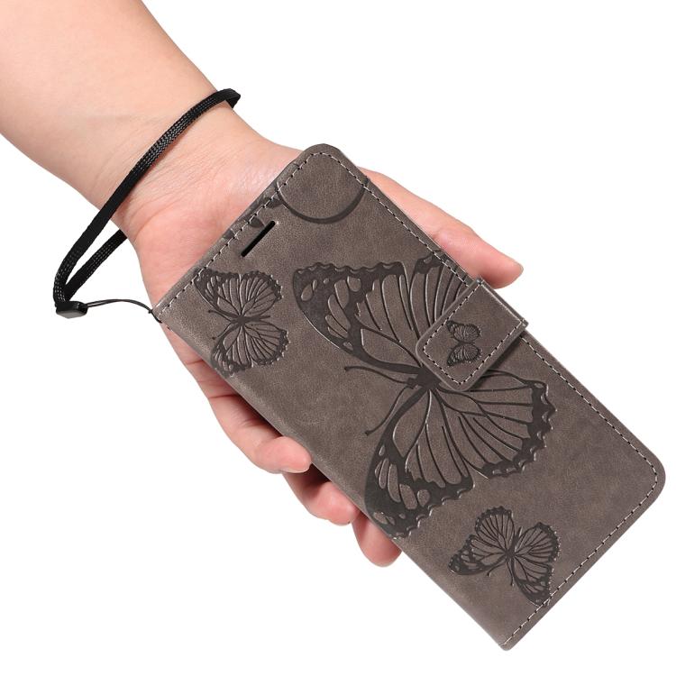 For Google Pixel 10 Pro XL Global 3D Butterfly Embossed Pattern Flip Leather Phone Case(Grey) - Google Cases by buy2fix | Online Shopping UK | buy2fix