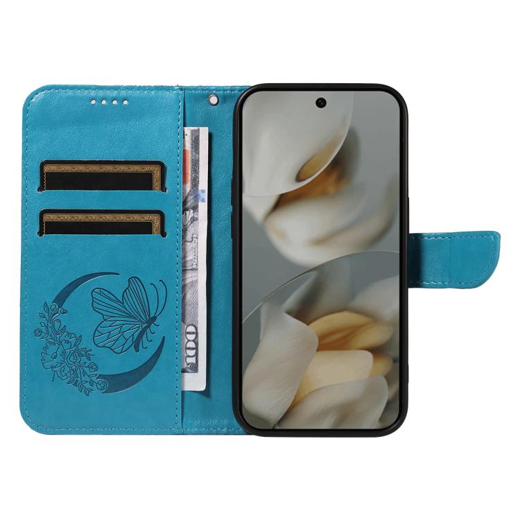 For Google Pixel 10 Pro XL 5G Global Swallowtail Butterfly Embossed Leather Phone Case(Blue) - Google Cases by buy2fix | Online Shopping UK | buy2fix