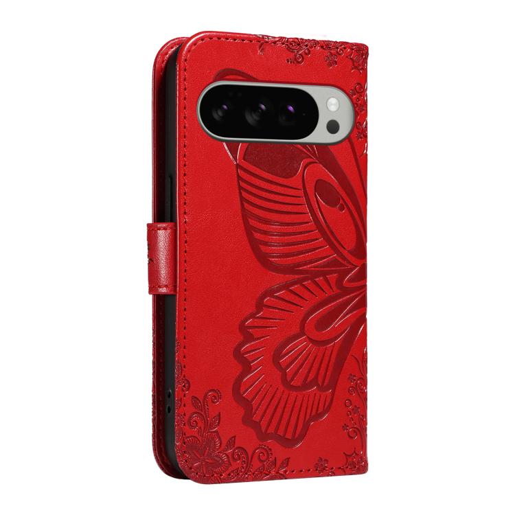 For Google Pixel 10 Pro XL 5G Global Swallowtail Butterfly Embossed Leather Phone Case(Red) - Google Cases by buy2fix | Online Shopping UK | buy2fix