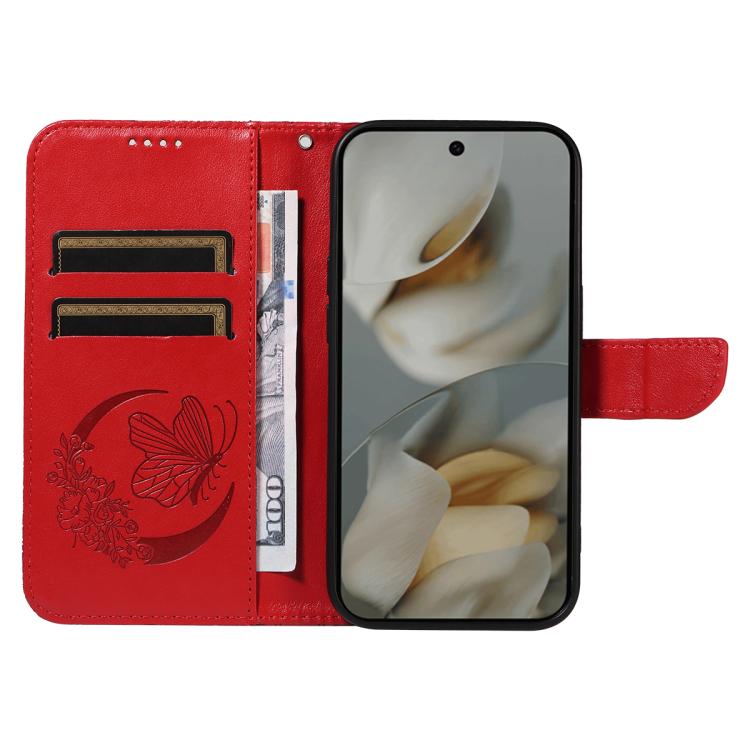 For Google Pixel 10 Pro XL 5G Global Swallowtail Butterfly Embossed Leather Phone Case(Red) - Google Cases by buy2fix | Online Shopping UK | buy2fix