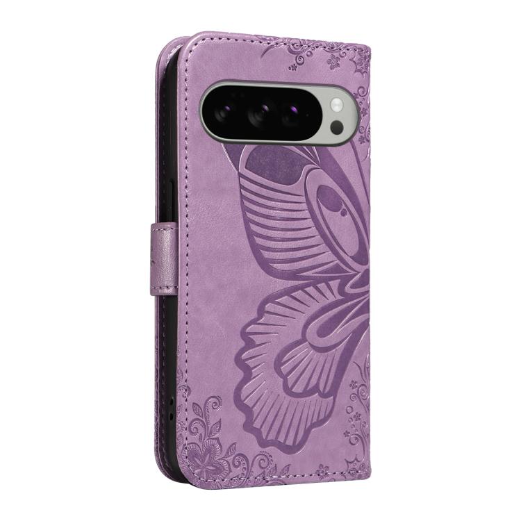 For Google Pixel 10 Pro XL 5G Global Swallowtail Butterfly Embossed Leather Phone Case(Purple) - Google Cases by buy2fix | Online Shopping UK | buy2fix
