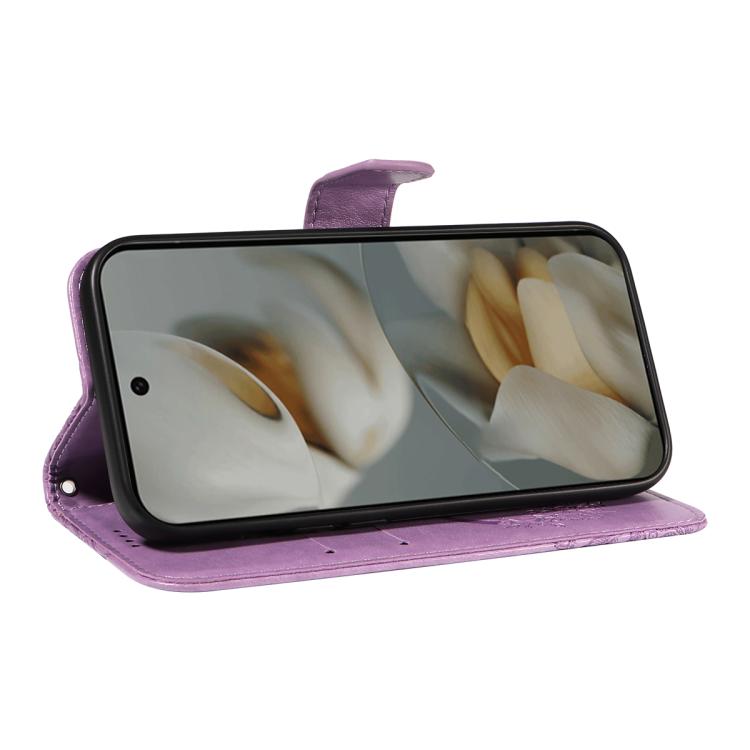 For Google Pixel 10 Pro XL 5G Global Swallowtail Butterfly Embossed Leather Phone Case(Purple) - Google Cases by buy2fix | Online Shopping UK | buy2fix