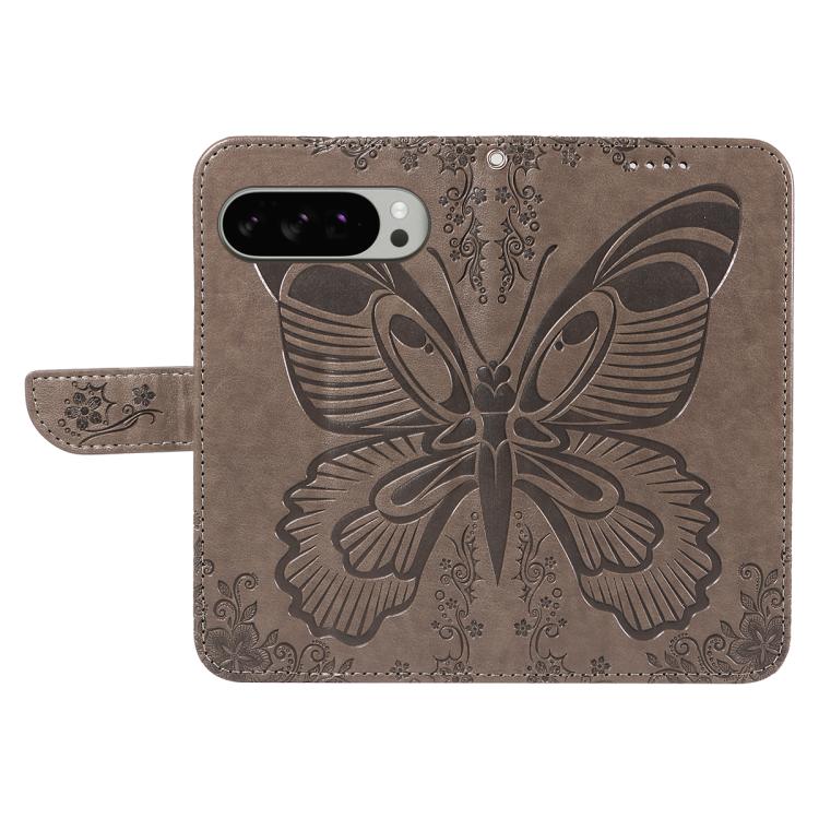 For Google Pixel 10 Pro XL 5G Global Swallowtail Butterfly Embossed Leather Phone Case(Grey) - Google Cases by buy2fix | Online Shopping UK | buy2fix