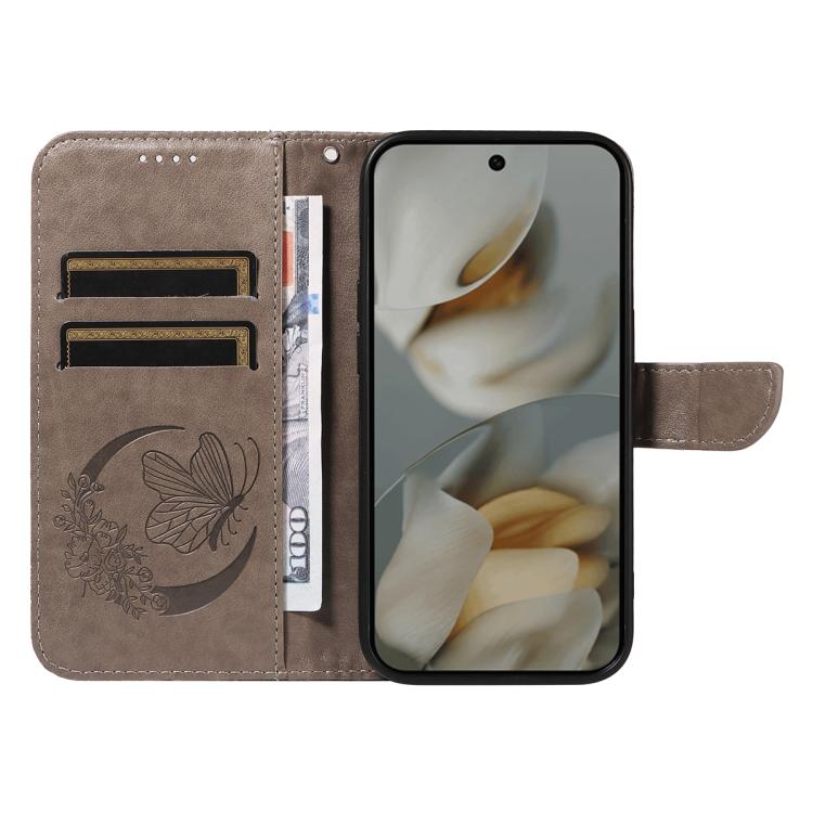 For Google Pixel 10 Pro XL 5G Global Swallowtail Butterfly Embossed Leather Phone Case(Grey) - Google Cases by buy2fix | Online Shopping UK | buy2fix