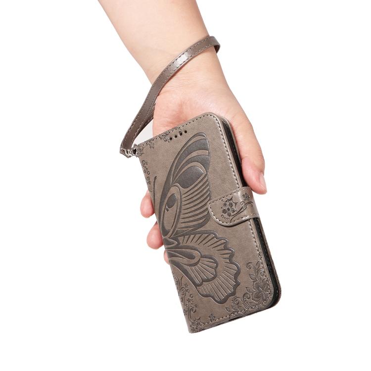 For Google Pixel 10 Pro XL 5G Global Swallowtail Butterfly Embossed Leather Phone Case(Grey) - Google Cases by buy2fix | Online Shopping UK | buy2fix