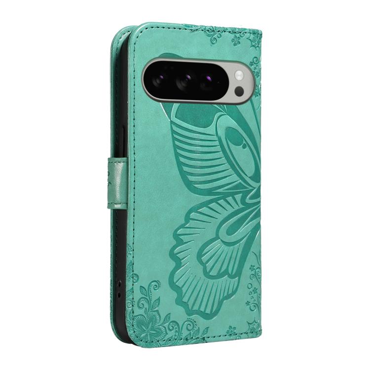 For Google Pixel 10 Pro XL 5G Global Swallowtail Butterfly Embossed Leather Phone Case(Green) - Google Cases by buy2fix | Online Shopping UK | buy2fix