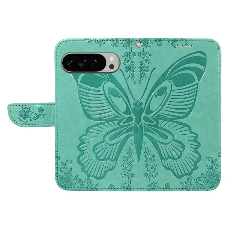 For Google Pixel 10 Pro XL 5G Global Swallowtail Butterfly Embossed Leather Phone Case(Green) - Google Cases by buy2fix | Online Shopping UK | buy2fix