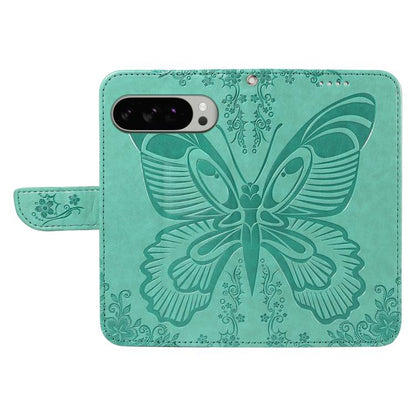 For Google Pixel 10 Pro XL 5G Global Swallowtail Butterfly Embossed Leather Phone Case(Green) - Google Cases by buy2fix | Online Shopping UK | buy2fix