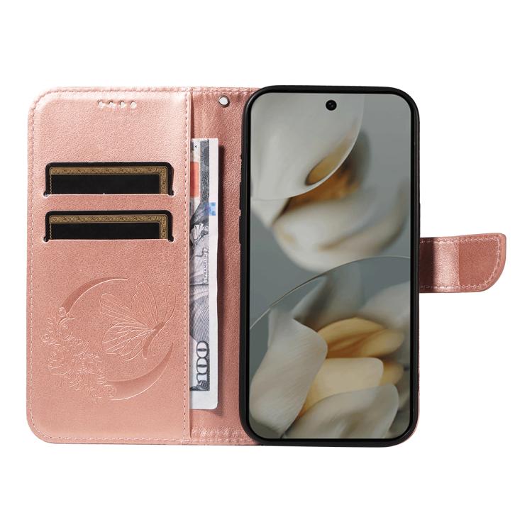 For Google Pixel 10 Pro XL 5G Global Swallowtail Butterfly Embossed Leather Phone Case(Rose Gold) - Google Cases by buy2fix | Online Shopping UK | buy2fix